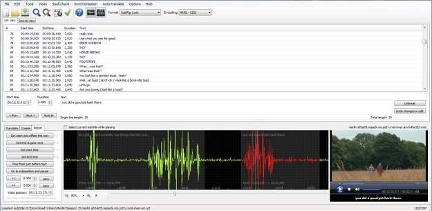 Subtitle Edit Software Interface